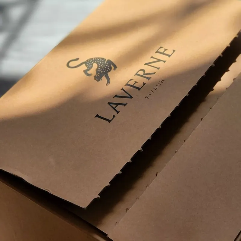 Kraft mailer box printed with a custom brand logo