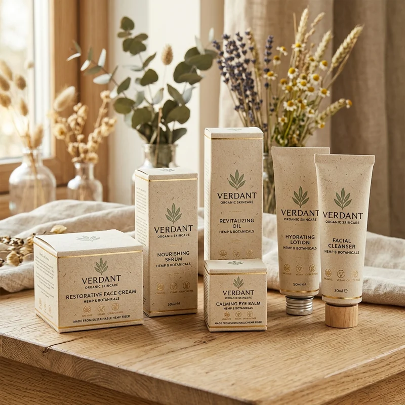Custom printed hemp boxes in natural kraft with clean branding