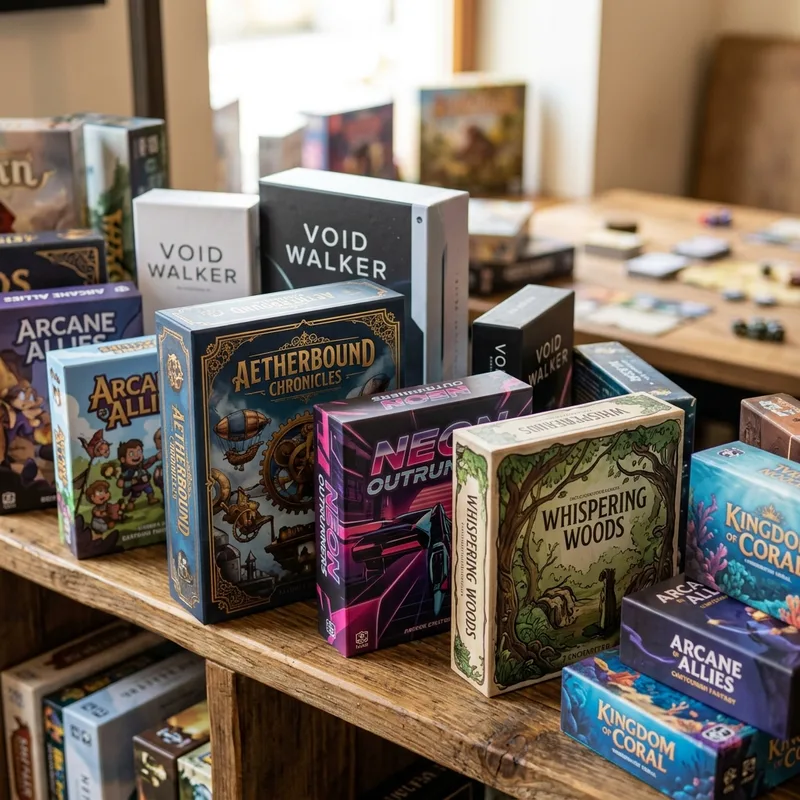 Custom printed board game box with cover art and a rigid lid