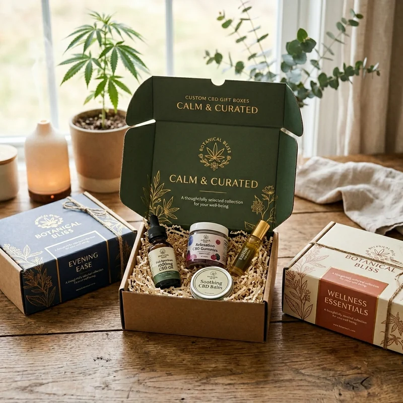 Premium CBD gift boxes with foil and a clean label
