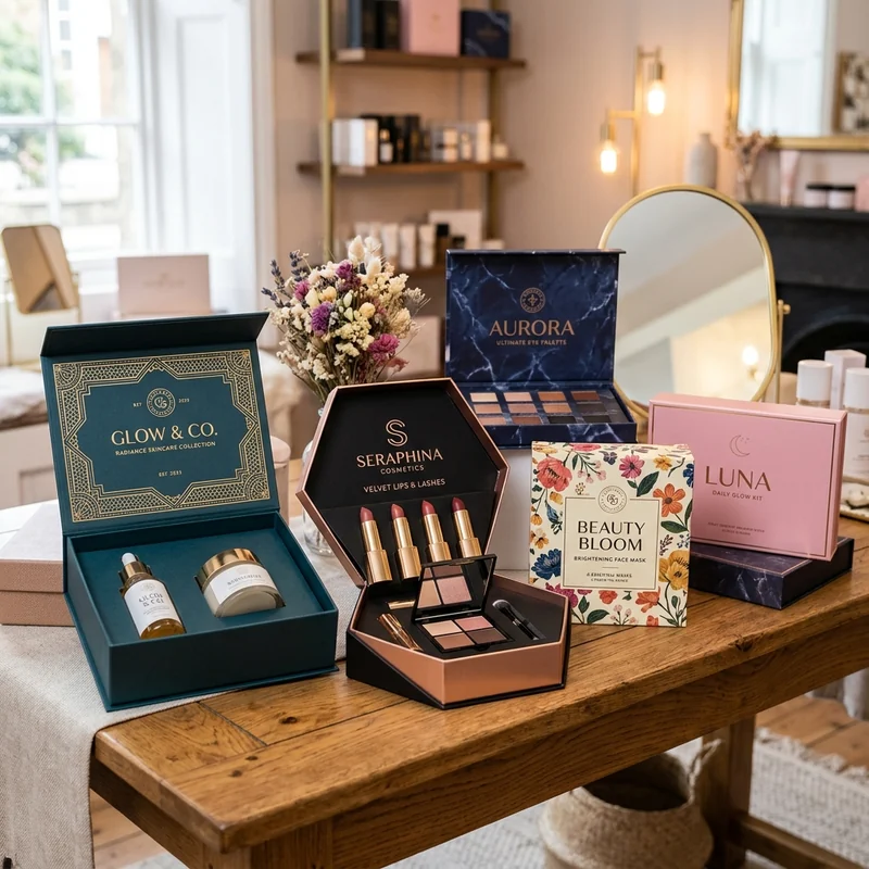 Premium cosmetic boxes with embossed and foil detail
