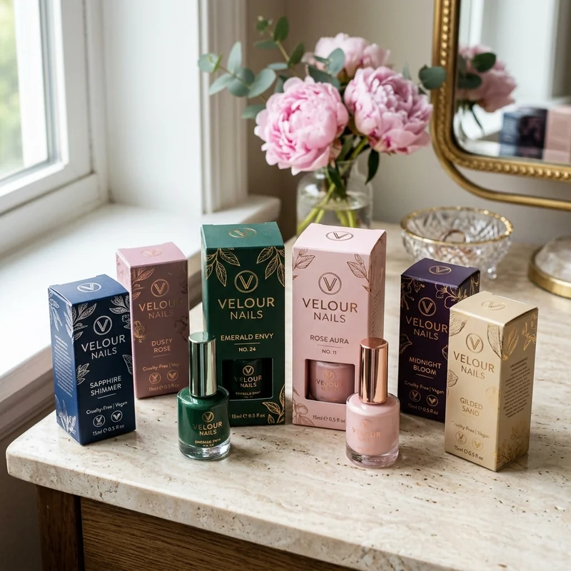 Range of nail polish boxes including window and gift-set styles