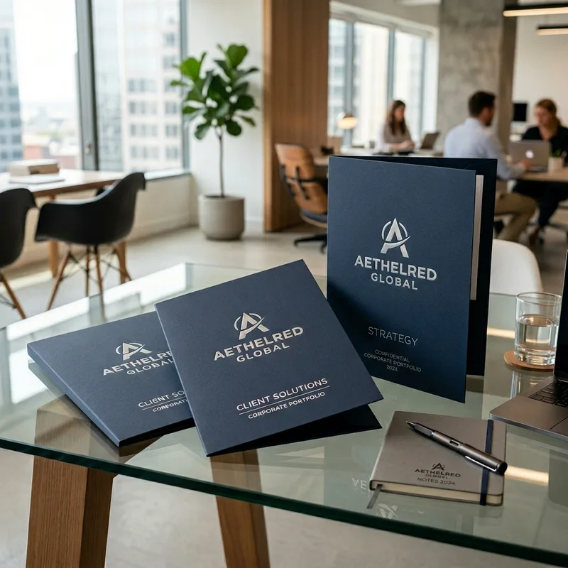 Custom printed presentation folders with a company logo